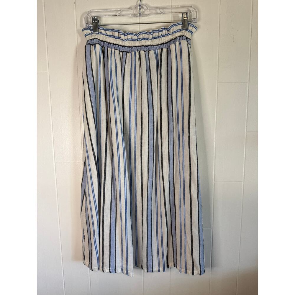 a new day stiped linen bland midi skirt small
